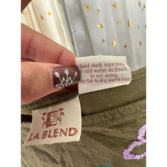 La Blend 100% Cotton Art To Wear Painted Stamped Embroidered Hand Stitched Top M - Picture 7 of 7